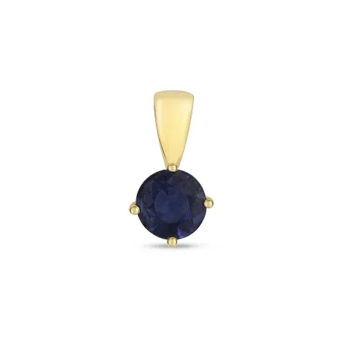 5mm Round Sapphire Pendant - 9ct yellow Gold